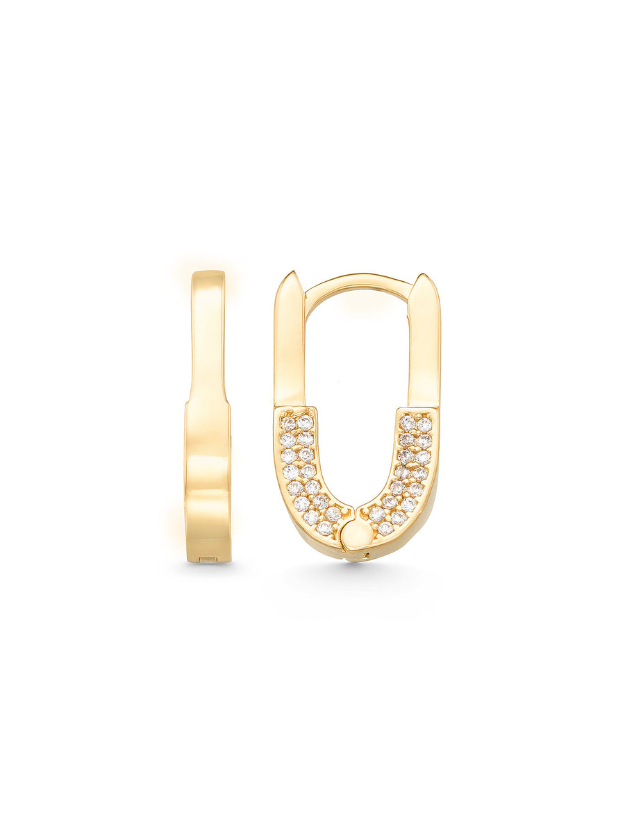 Stone Accents Oval Earrings in 14K Gold