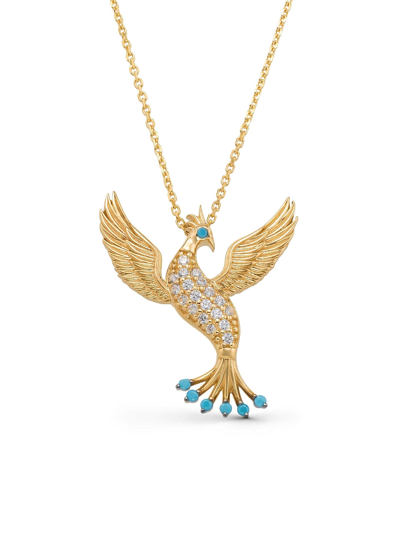Stone Anka Bird Necklace in 14K Gold by Elef Jewelry