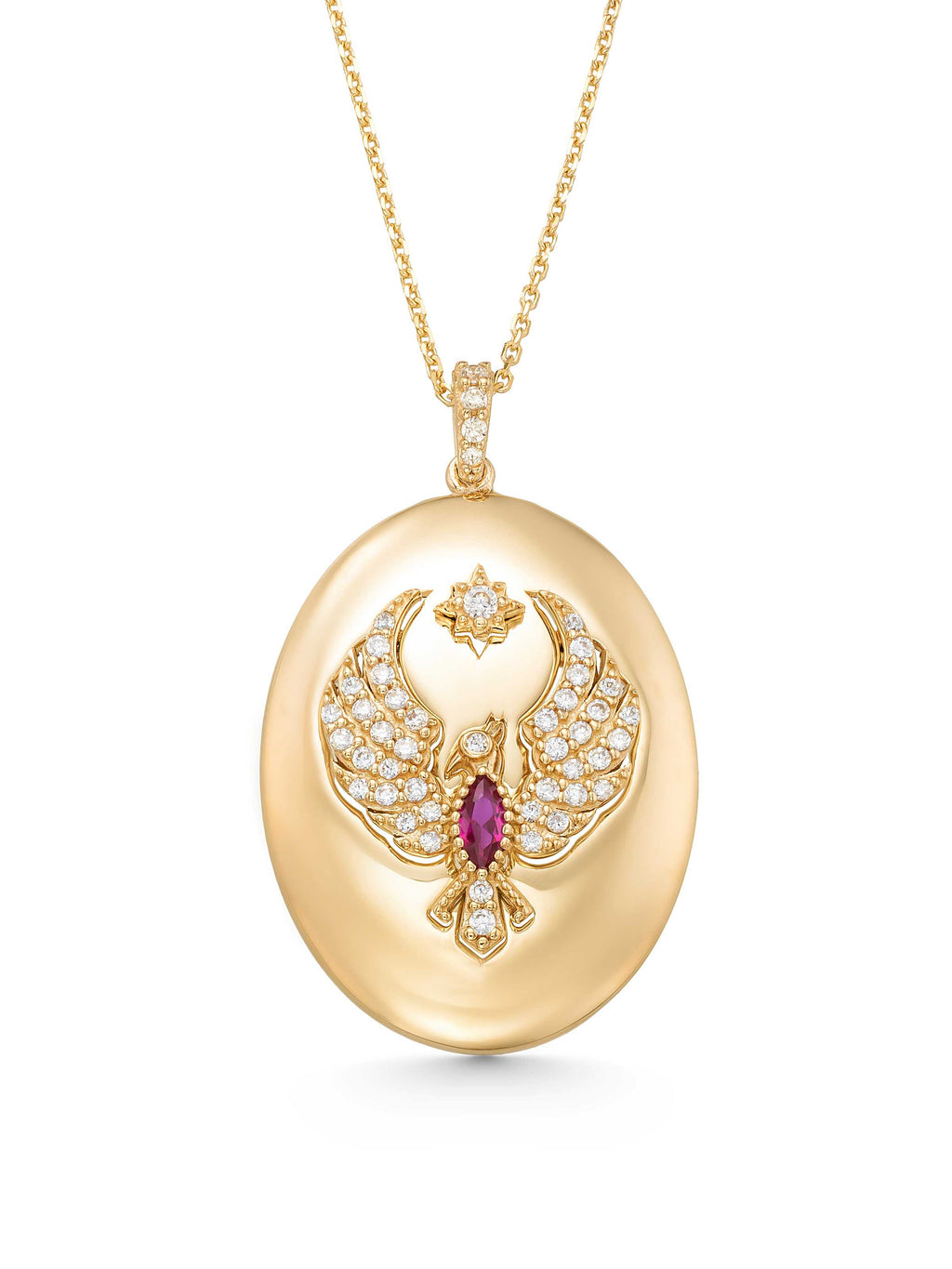 Stone Anka Disc Design Necklace in 14K Gold by Elef Jewelry