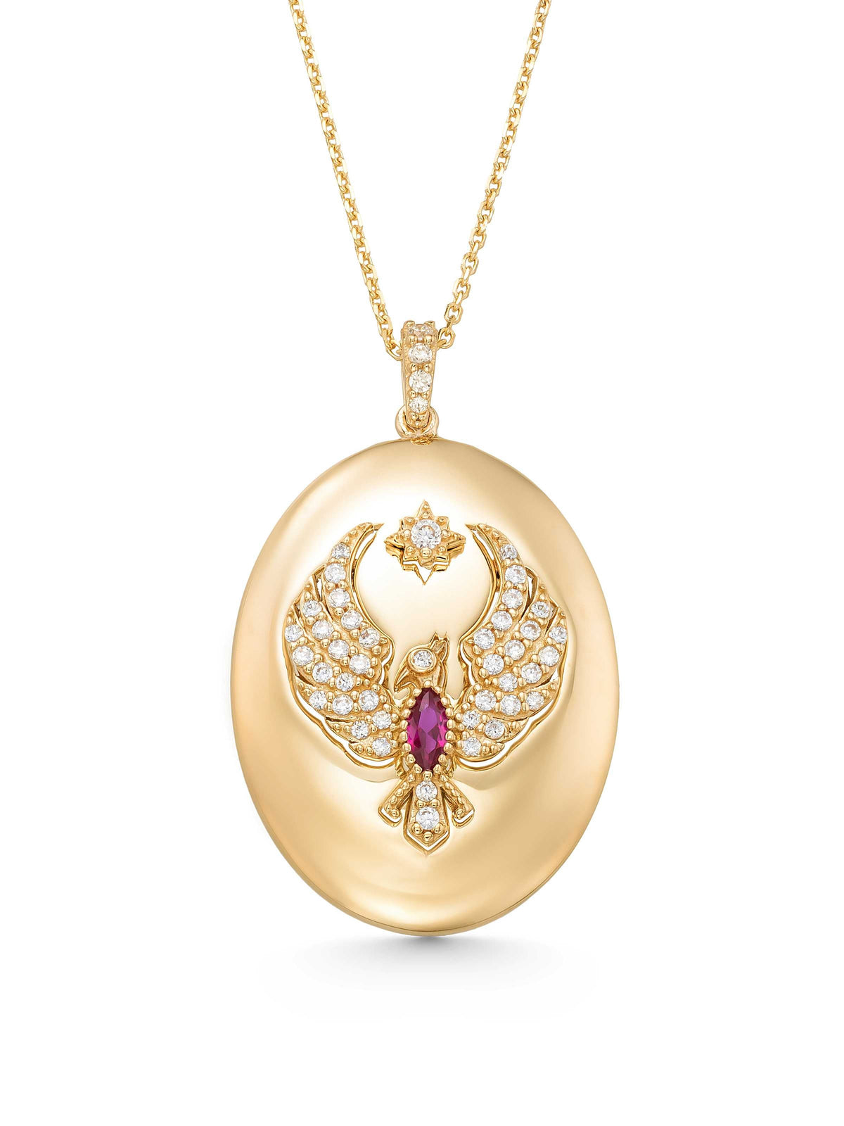 Stone Anka Disc Design Necklace in 14K Gold by Elef Jewelry