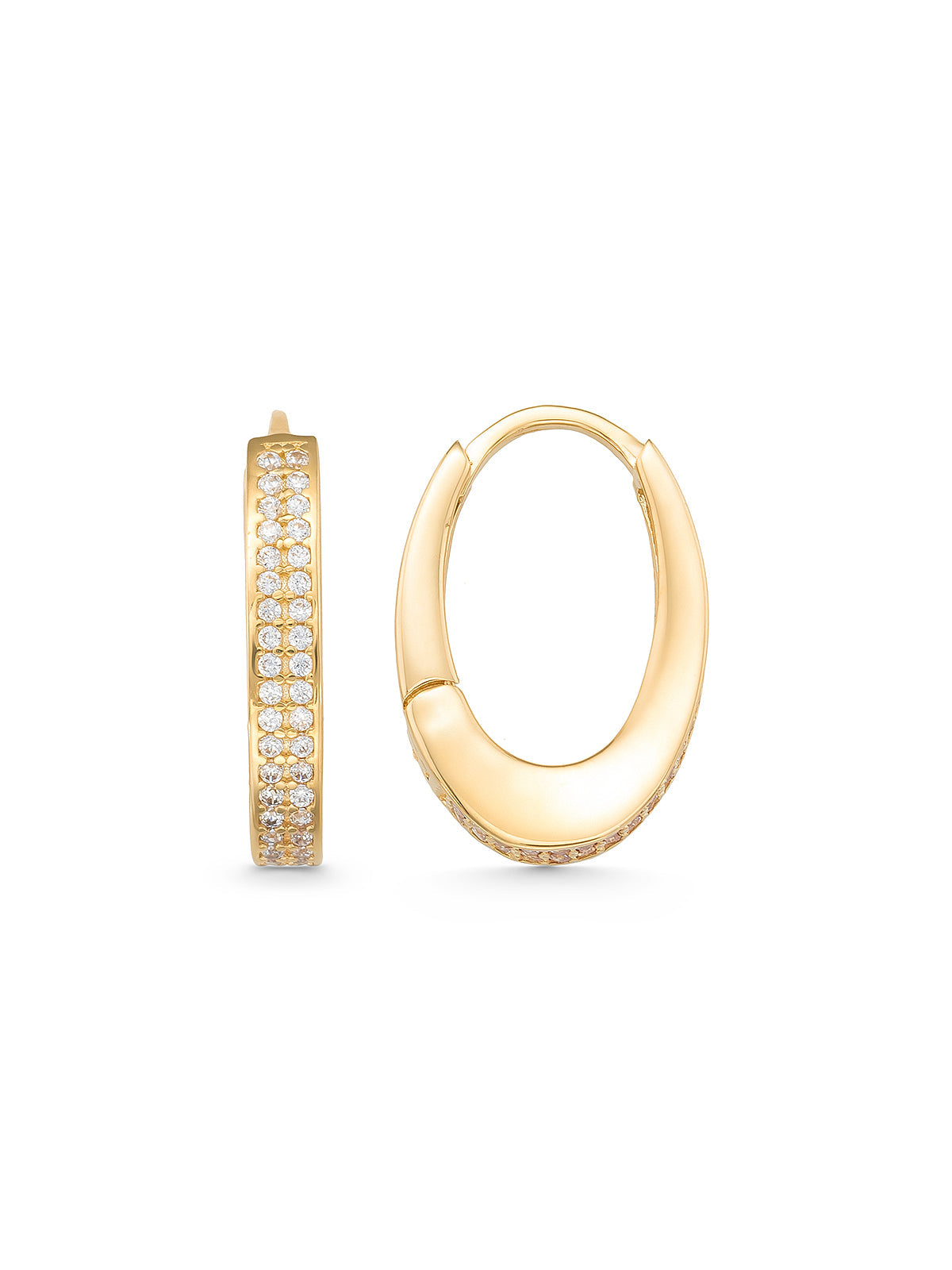 Stone Domed Oval Earrings in 14K Gold by Elef Jewelry