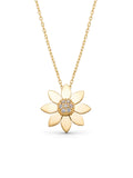 Stone Flower Design Necklace in 14K Gold by Elef Jewelry