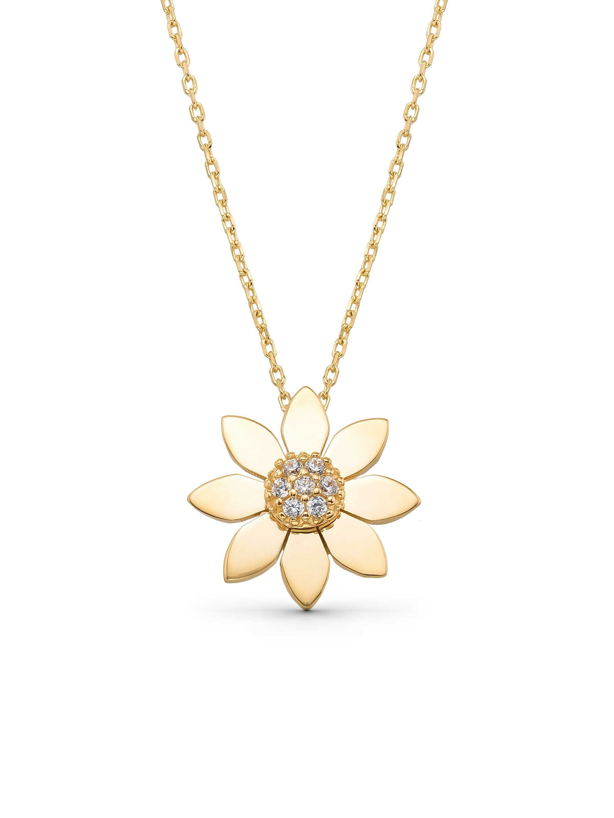 Stone Flower Design Necklace in 14K Gold by Elef Jewelry
