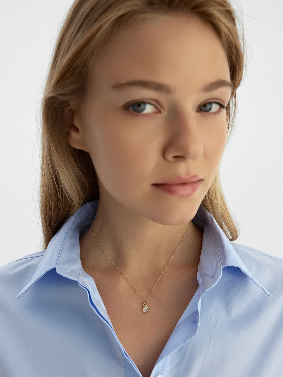 Stone Drop Necklace in 14K Gold