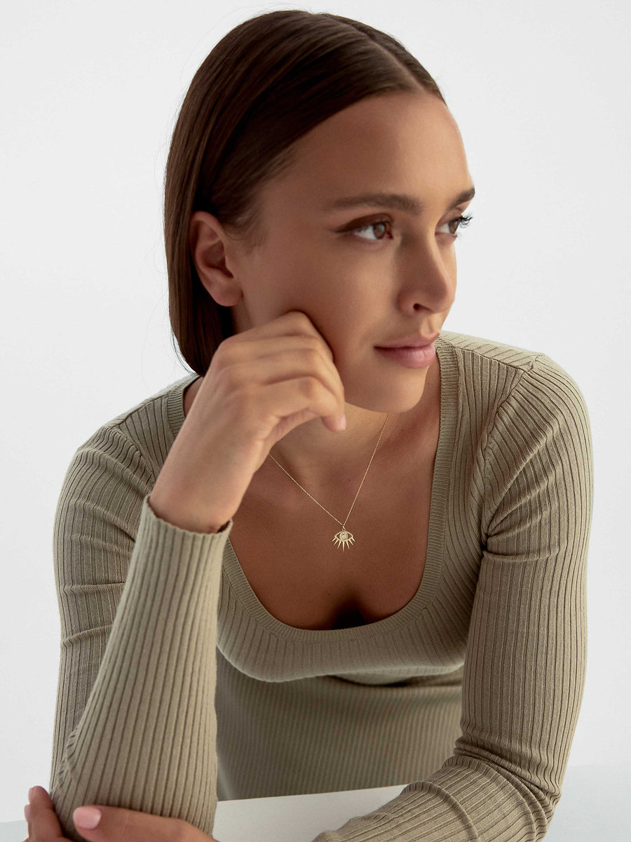 Stone Eye Necklace in 14K Gold