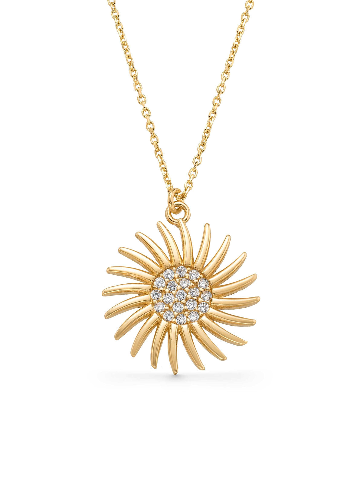Stone Sun Necklace in 14K Gold by Elef Jewelry