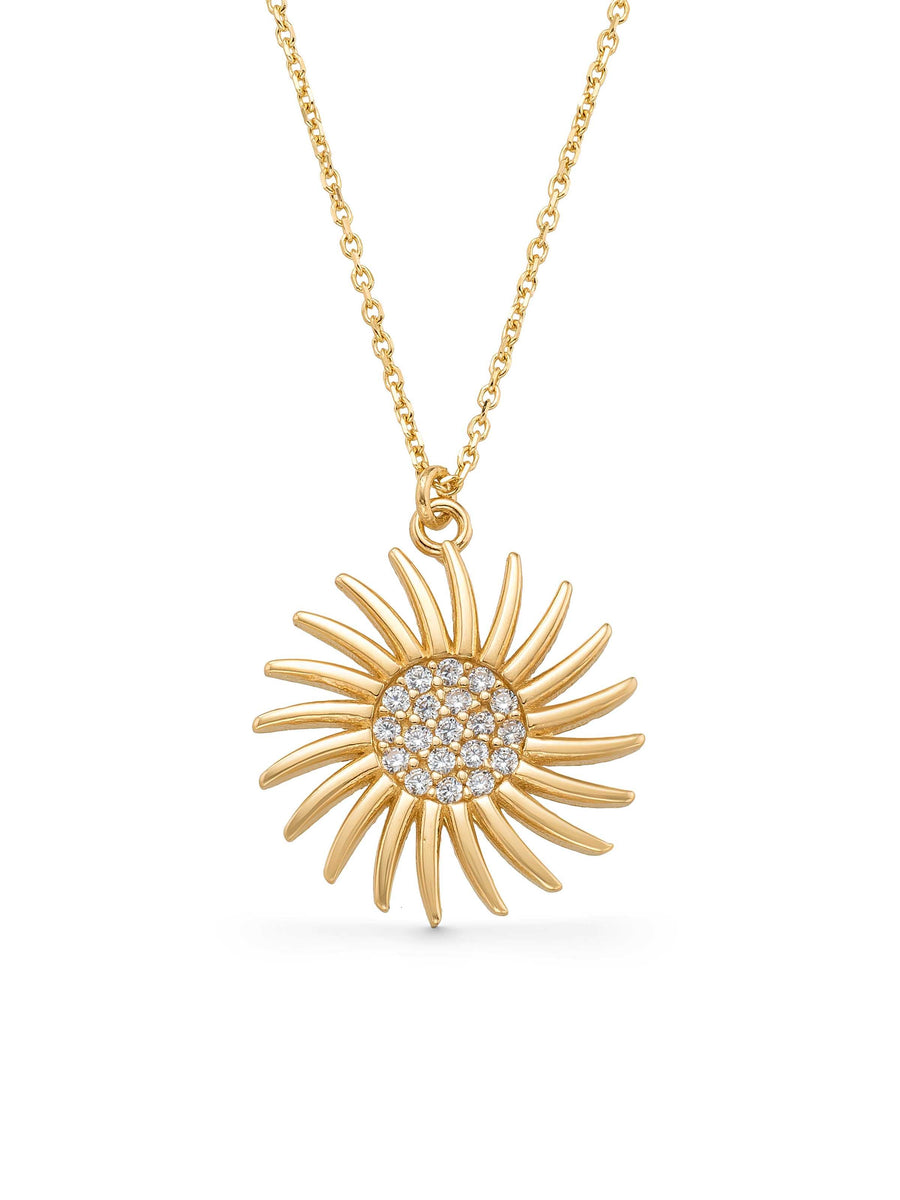 Stone Sun Necklace in 14K Gold