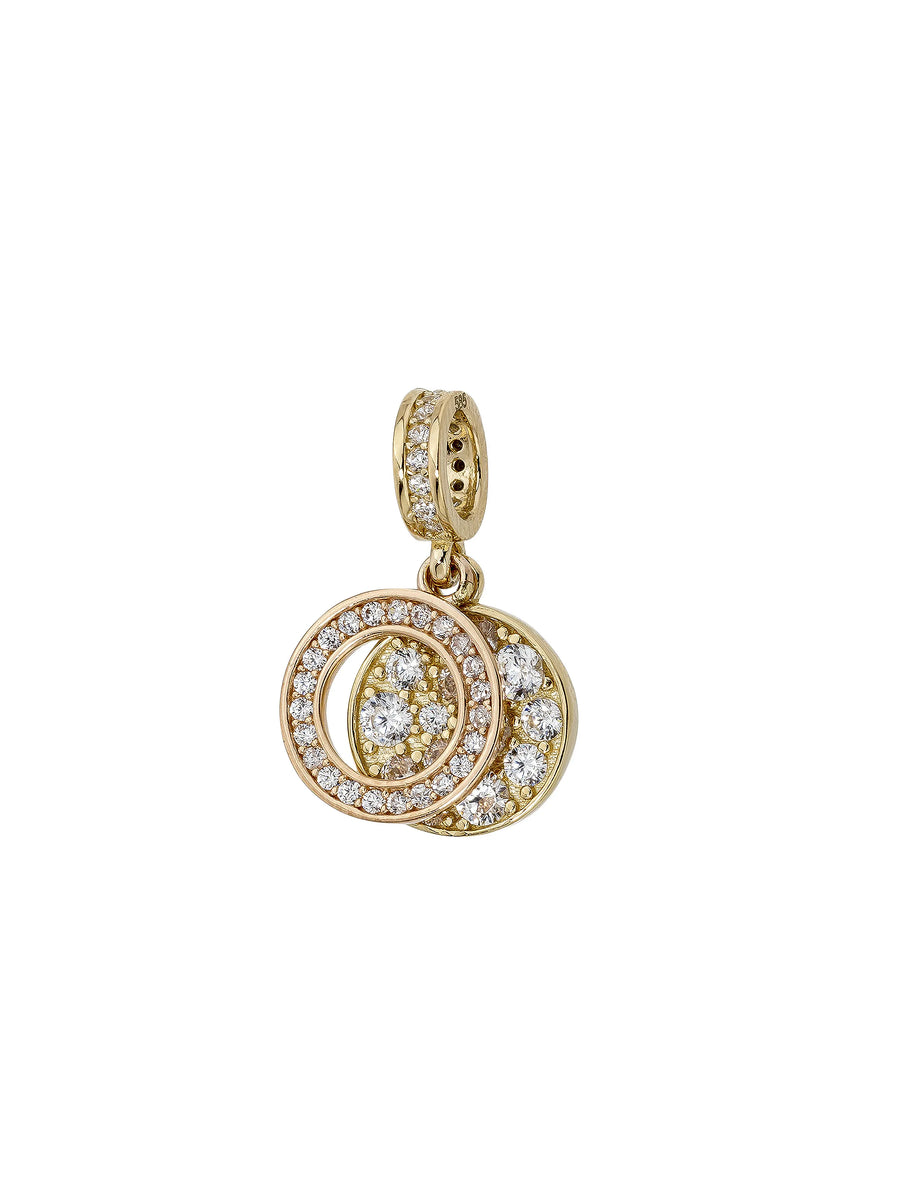 Hoop With Stone Accents Charm in 14K Gold