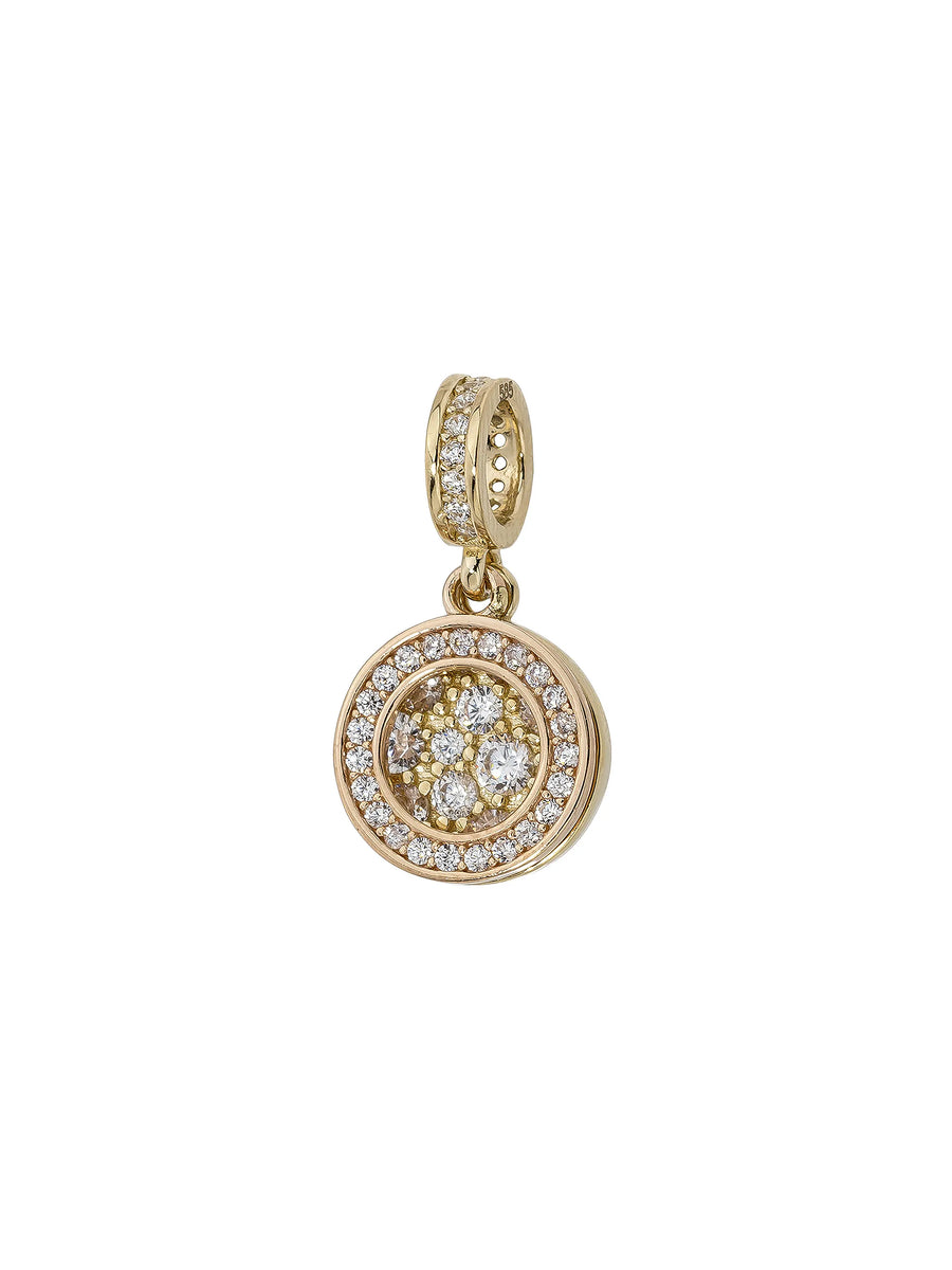 Hoop With Stone Accents Charm in 14K Gold
