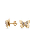 Butterfly Earrings With Stone Accents in 14K Gold by Elef Jewelry