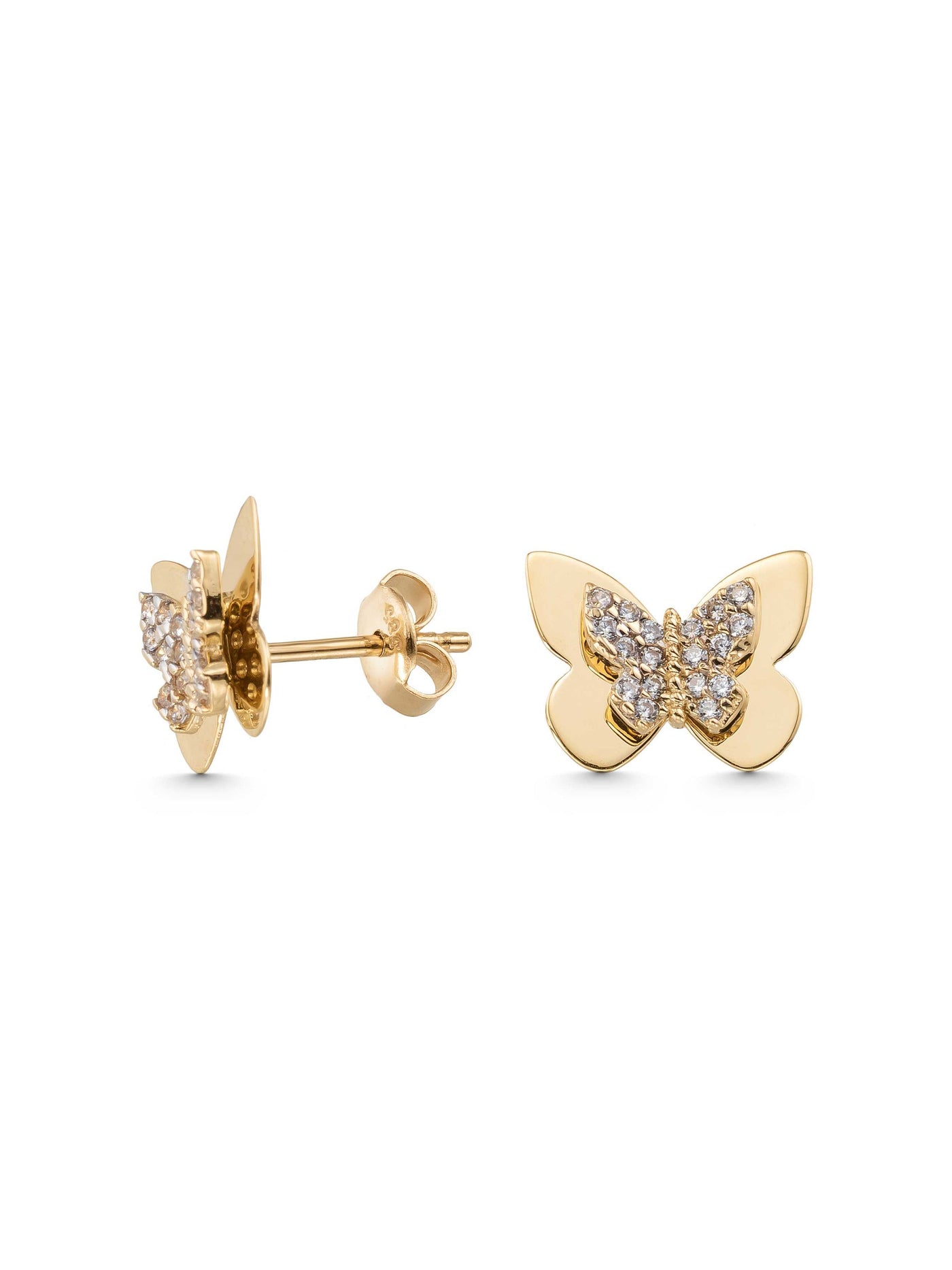 Butterfly Earrings With Stone Accents in 14K Gold by Elef Jewelry