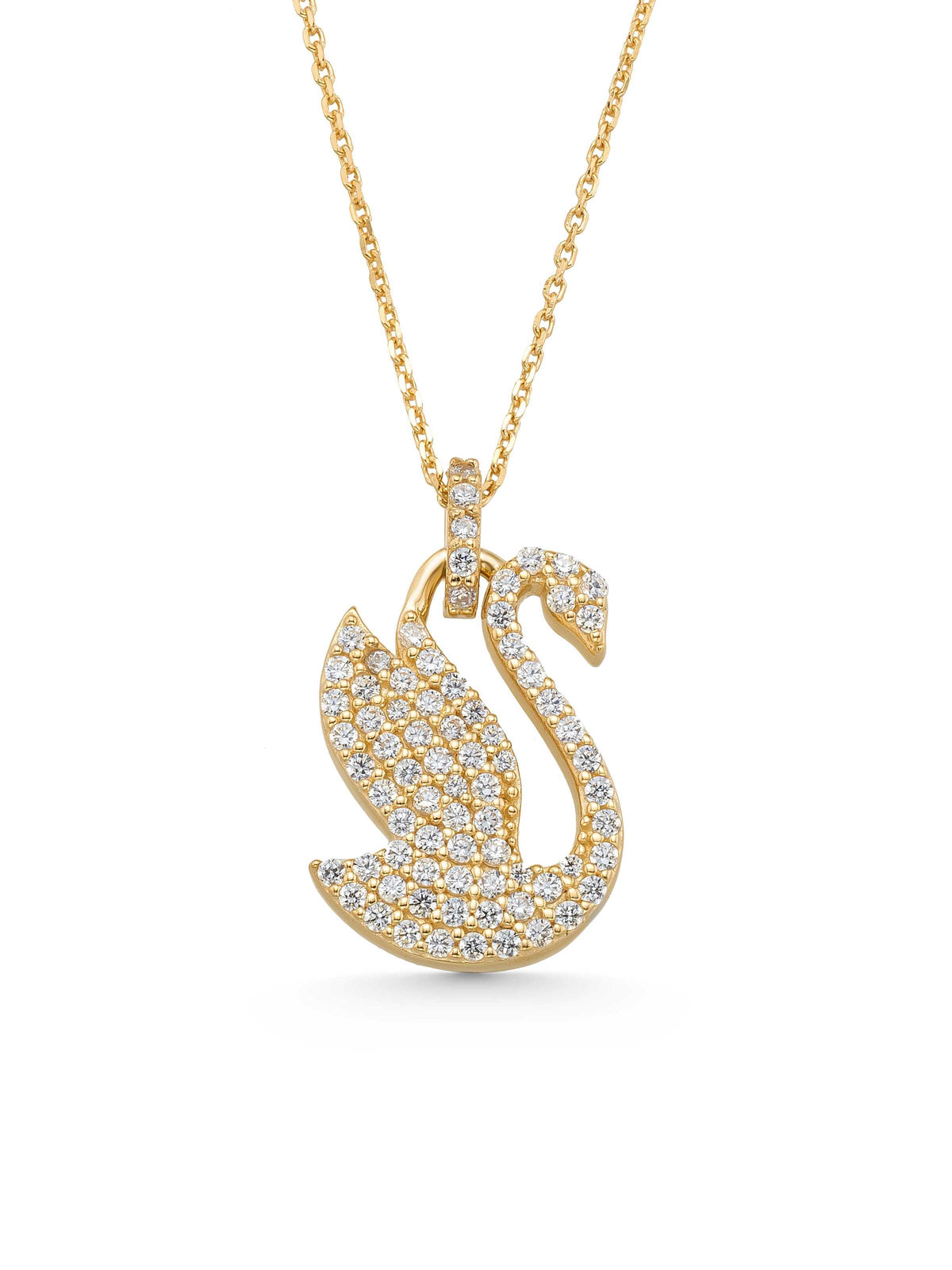 Stone Swan Necklace in 14K Gold by Elef Jewelry