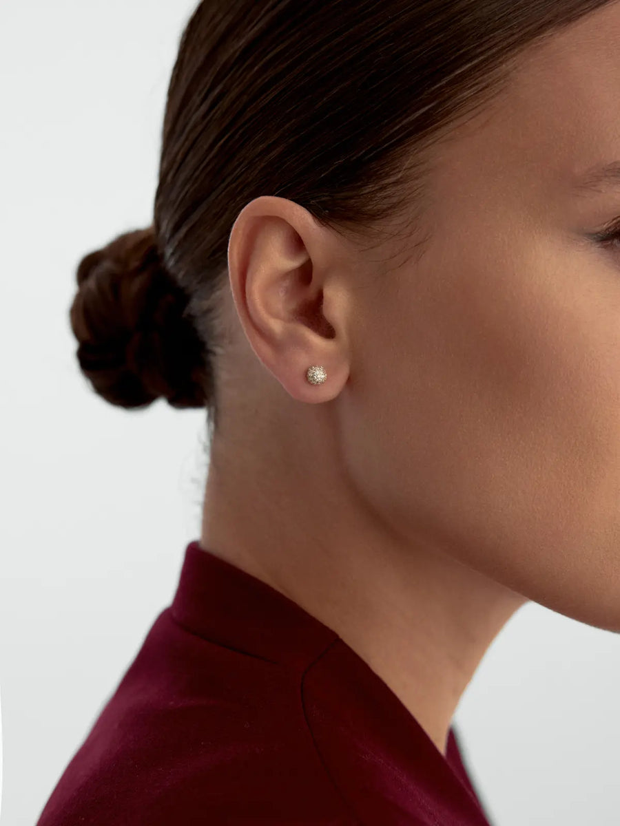Sphere Charm Drop Earrings With Stone Accents in 14K Gold