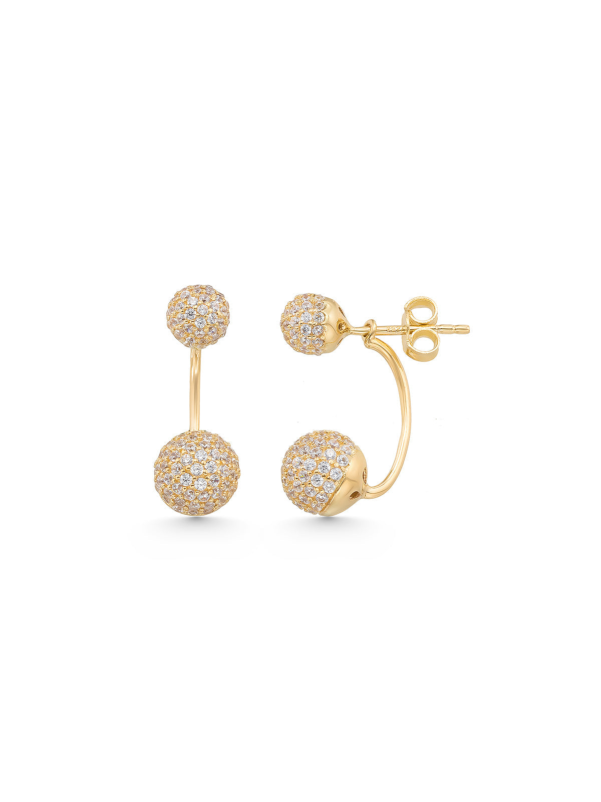 Sphere Charm Drop Earrings With Stone Accents in 14K Gold by Elef Jewelry