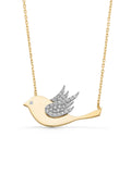 Stone Bird Necklace in 14K Gold by Elef Jewelry