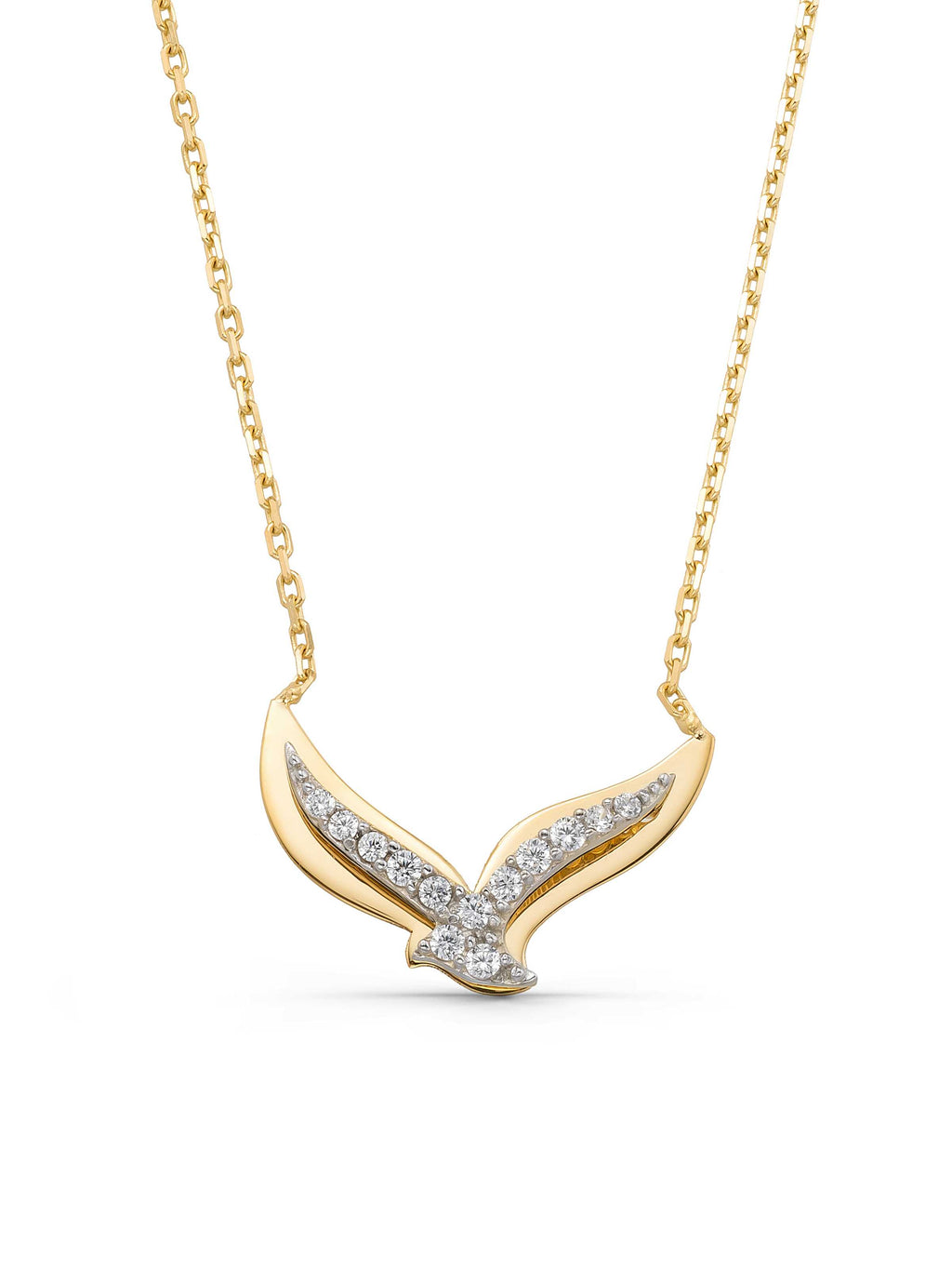 Stone Bird Necklace in 14K Gold by Elef Jewelry
