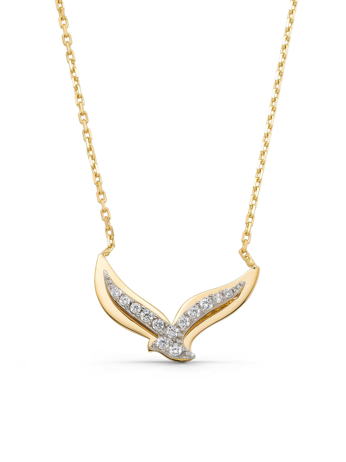Stone Bird Necklace in 14K Gold by Elef Jewelry