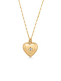 Stone Kutup Star Motif Heart Necklace in 14K Gold by Elef Jewelry