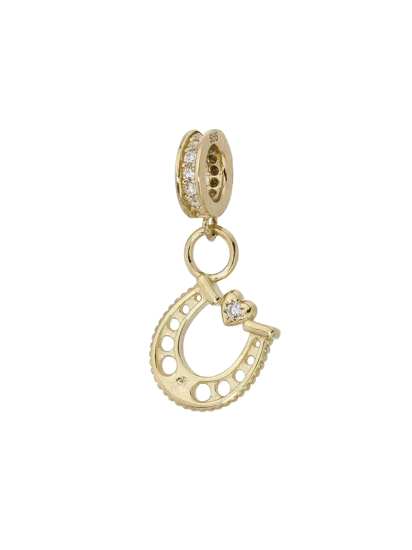 Horseshoe With Stone Accents Charm in 14K Gold by Elef Jewelry