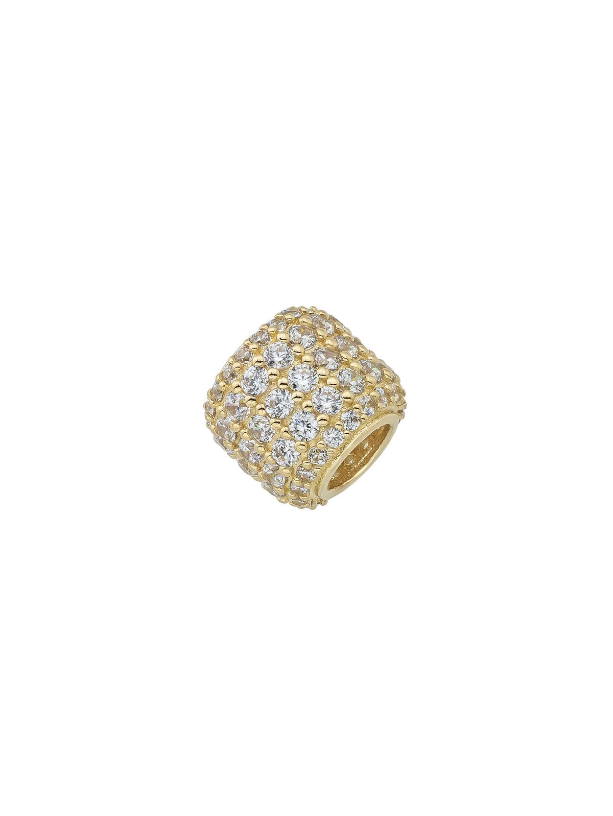 Cylinder Charm With Stone Accents Charm in 14K Gold by Elef Jewelry