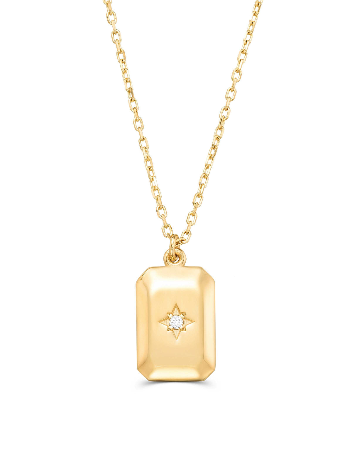 Stone Star Disc Necklace in 14K Gold by Elef Jewelry