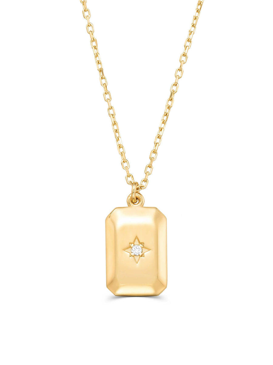 Stone Star Disc Necklace in 14K Gold