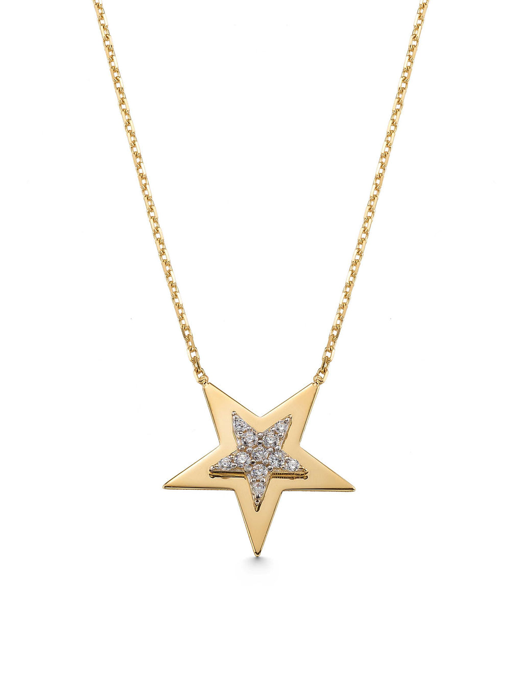 Stone Star Necklace in 14K Gold by Elef Jewelry