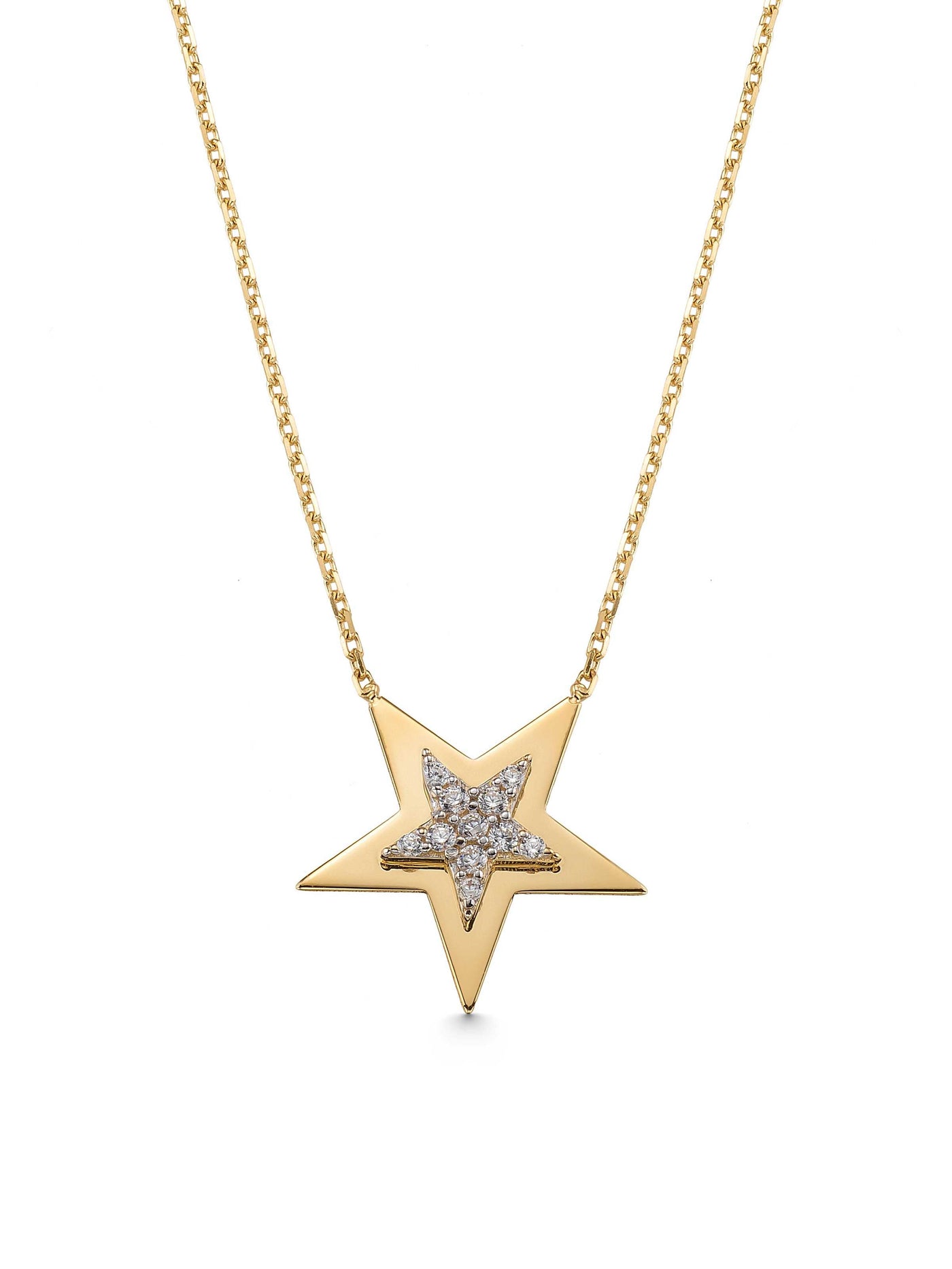 Stone Star Necklace in 14K Gold by Elef Jewelry