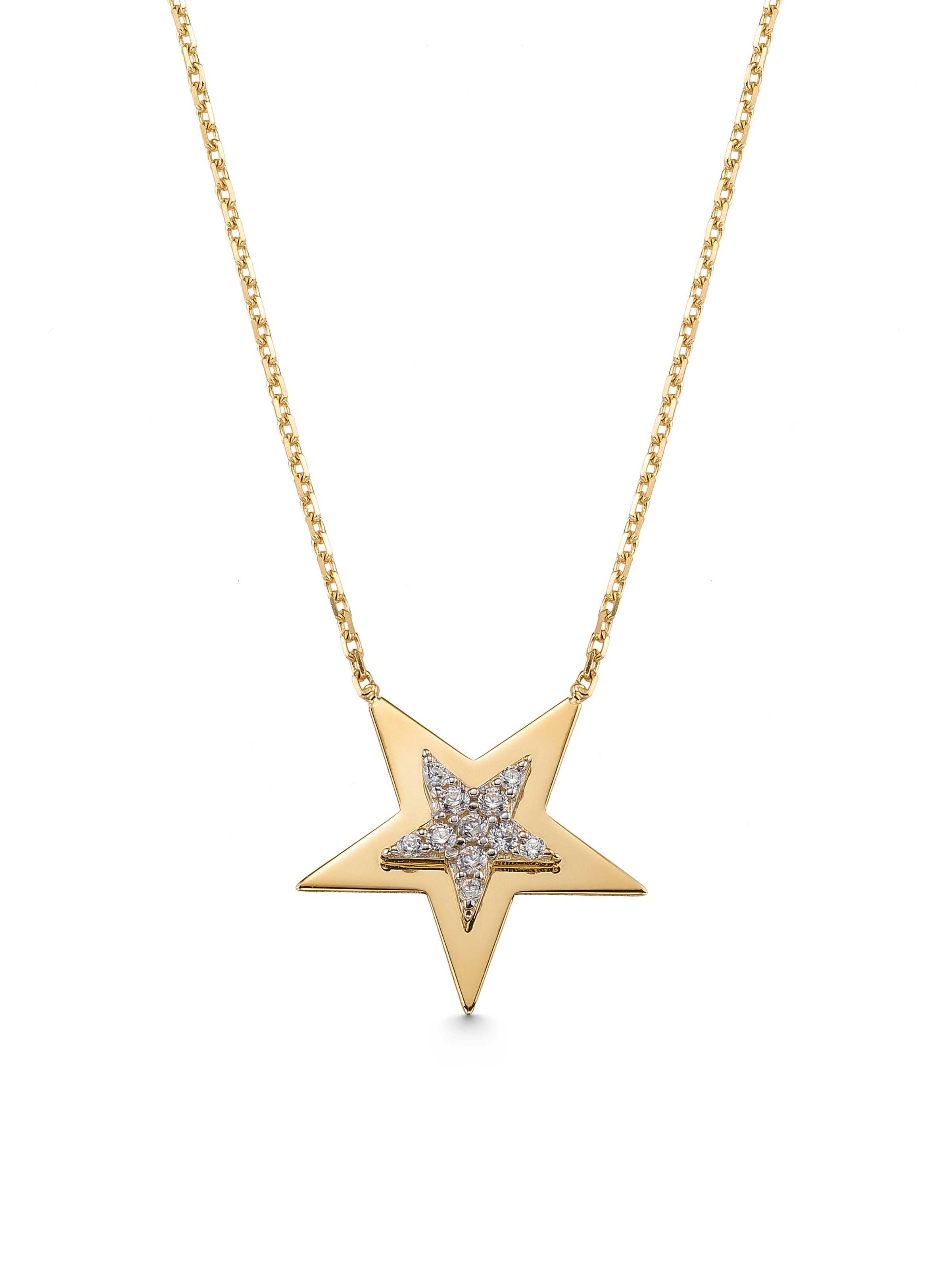 Stone Star Necklace in 14K Gold by Elef Jewelry