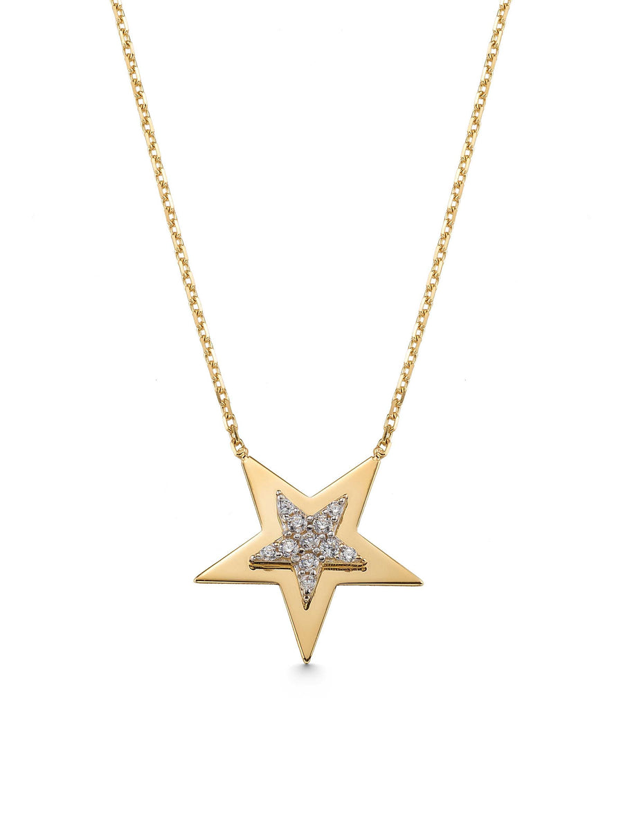 Stone Star Necklace in 14K Gold
