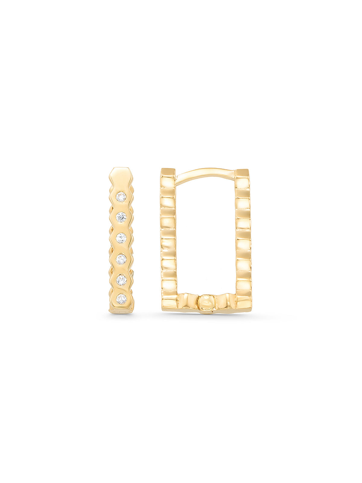 Stone Yiv Textured Earrings in 14K Gold by Elef Jewelry