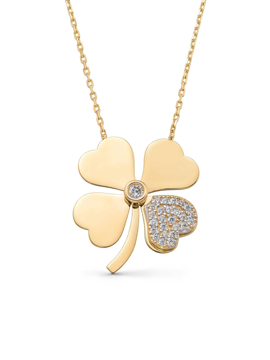Stone Clover Necklace in 14K Gold by Elef Jewelry