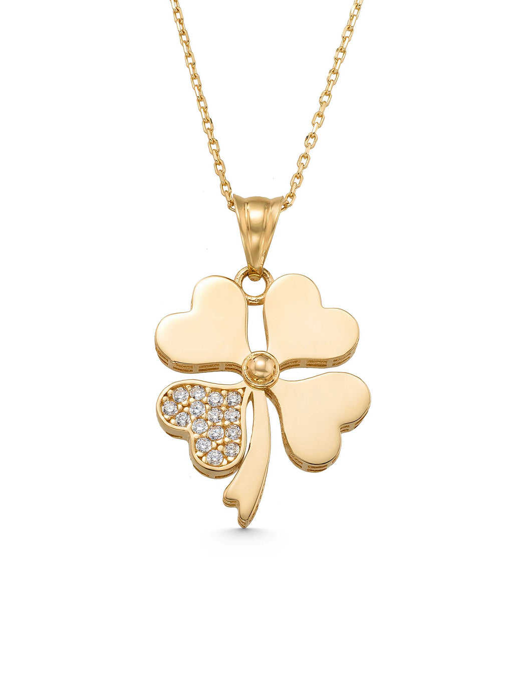 Stone Clover Necklace in 14K Gold by Elef Jewelry