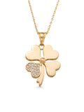 Stone Clover Necklace in 14K Gold by Elef Jewelry