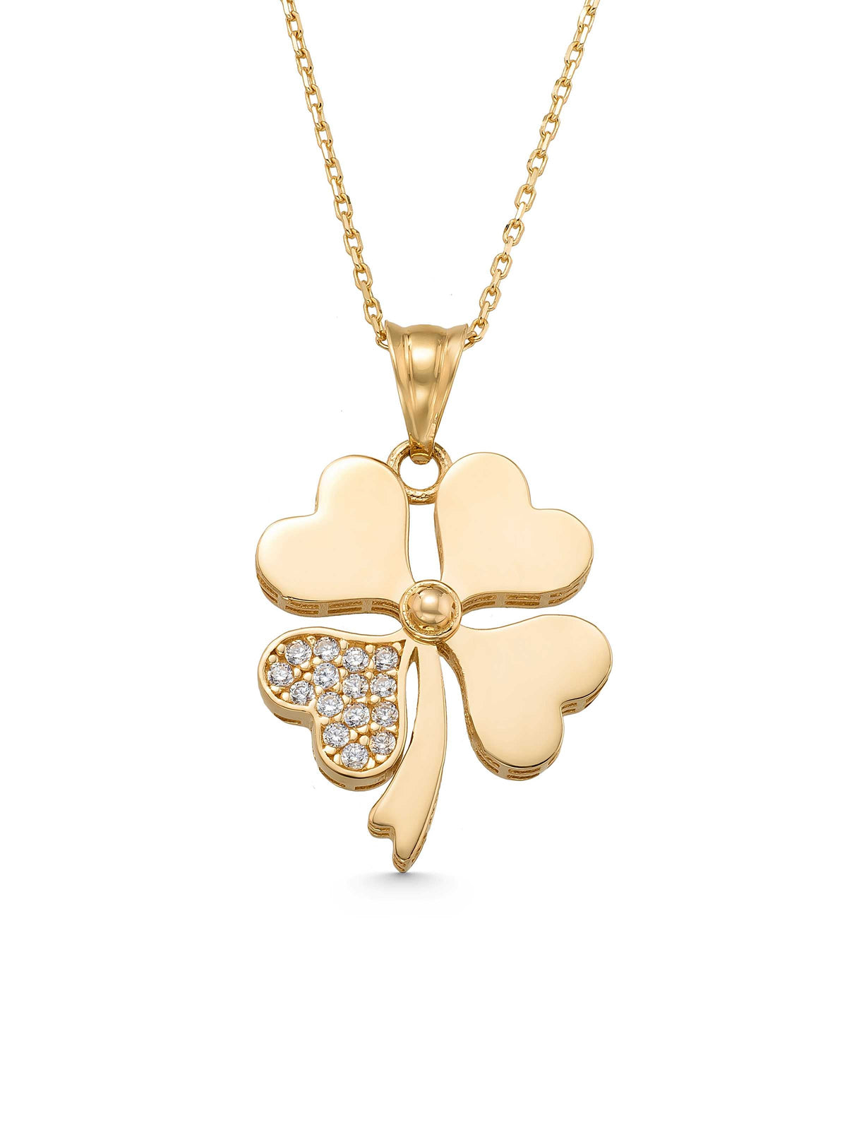 Stone Clover Necklace in 14K Gold by Elef Jewelry