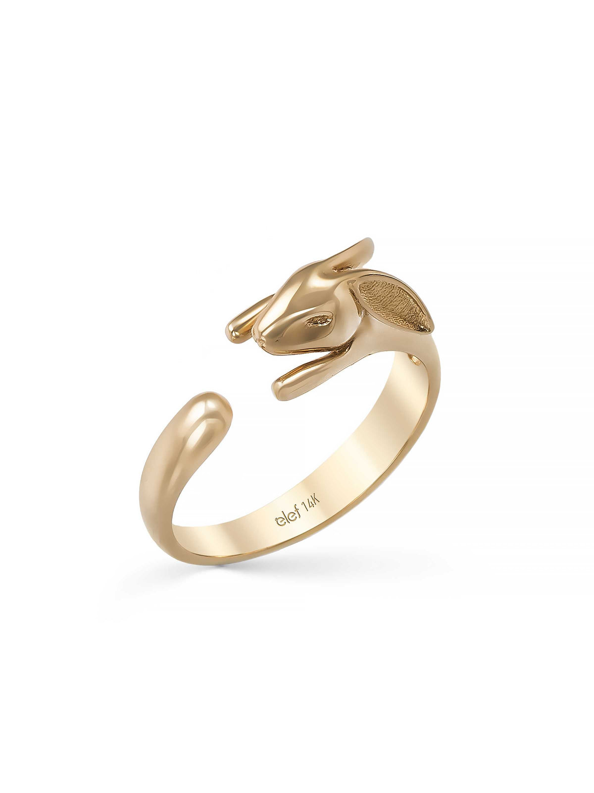 Rabbit Minimal Ring in 14K Gold by Elef Jewelry