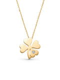 Solitaire Clover Necklace in 14K Gold by Elef Jewelry