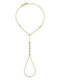 Single Chain Minimal Stone Hand Chain in 14K Gold by Elef Jewelry