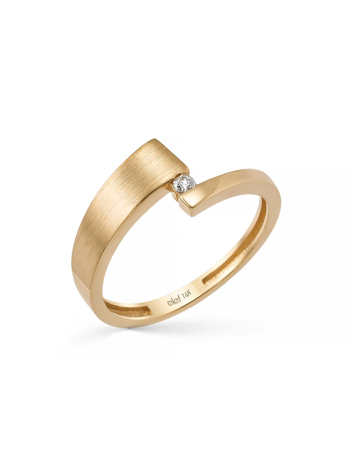 Solitaire Sculptural Ring in 14K Gold by Elef Jewelry