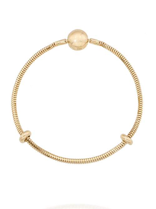 Snake Chain Charm With Ball Clasp Bracelet in 14K Gold by Elef Jewelry