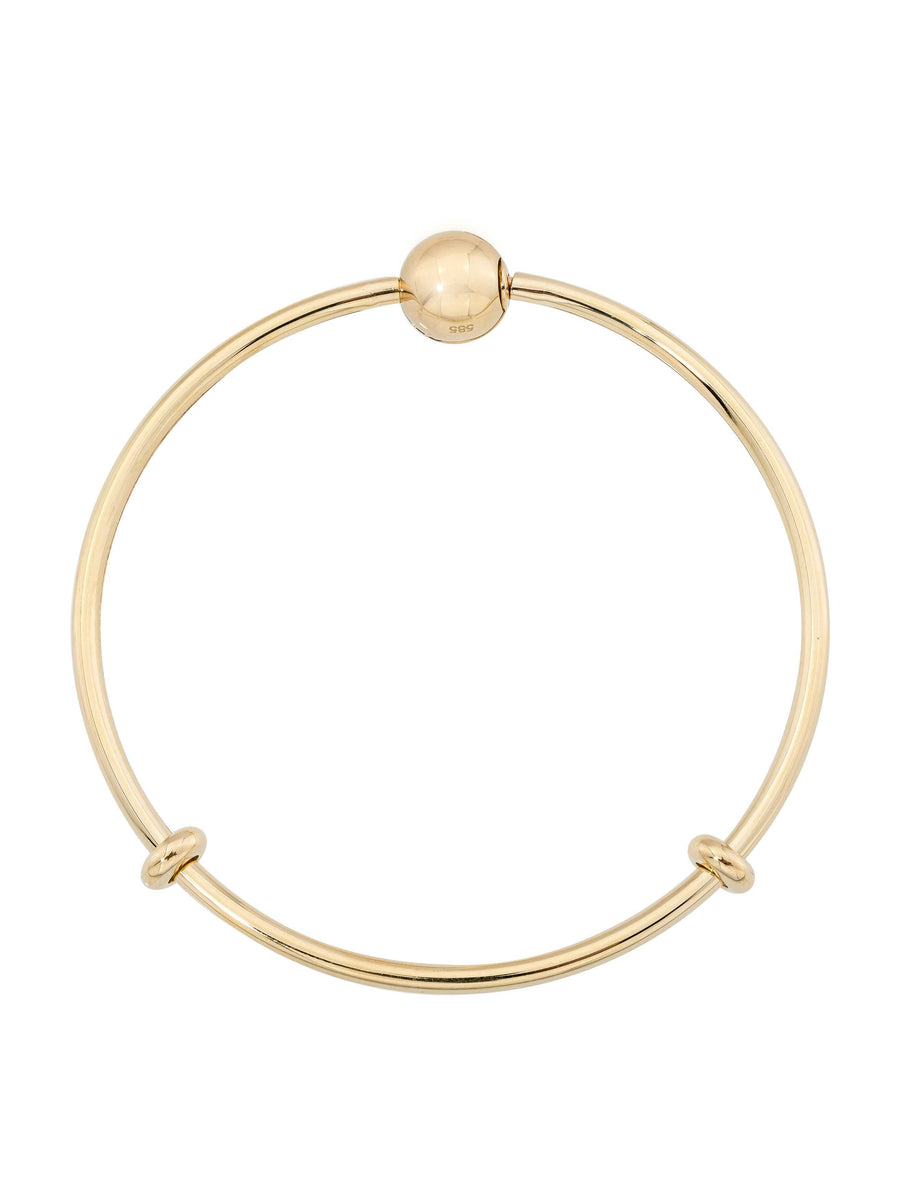 Charm With Ball Clasp Bracelet in 14K Gold