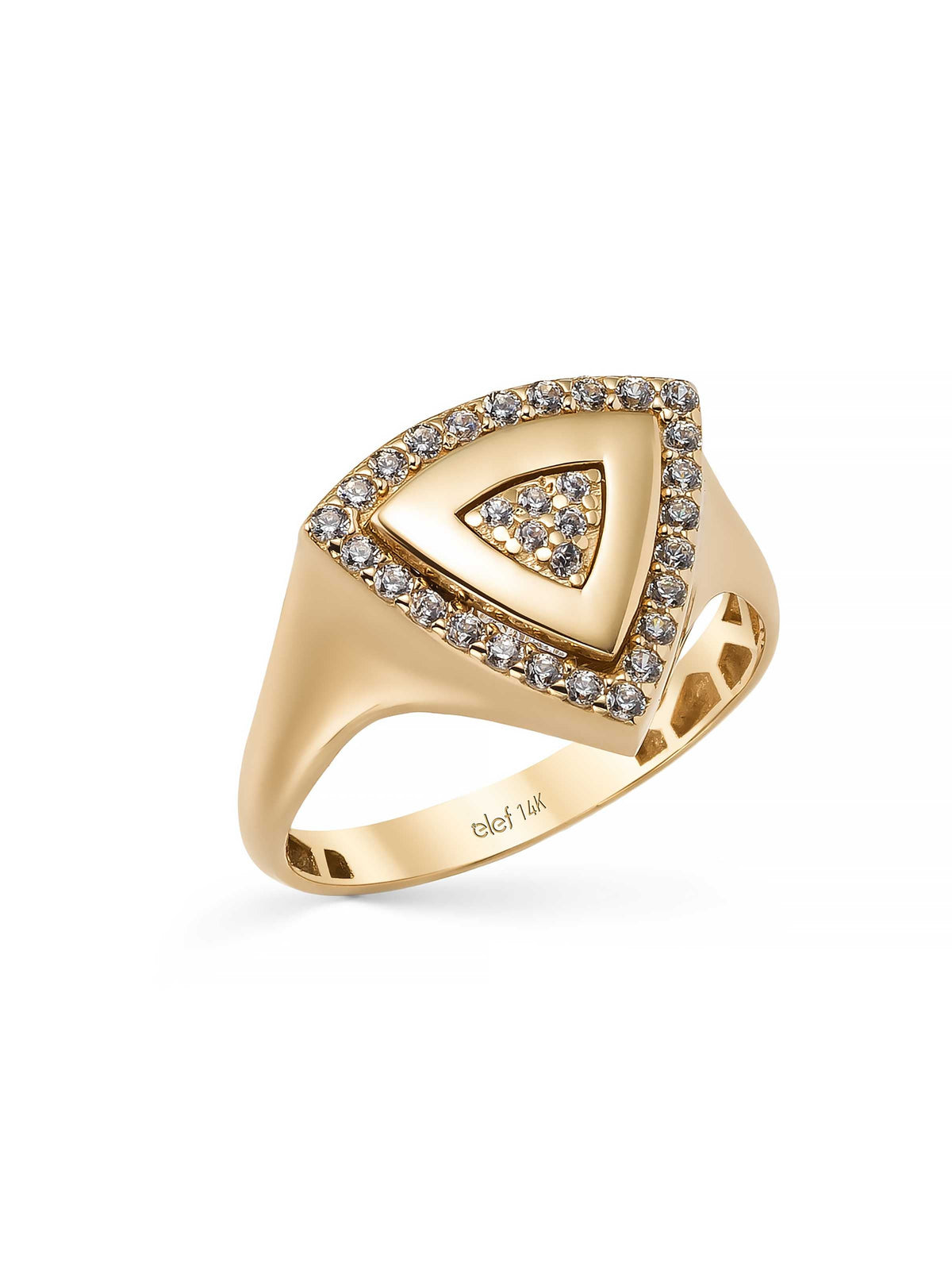 Trio Form Sparkling Ring in 14K Gold by Elef Jewelry