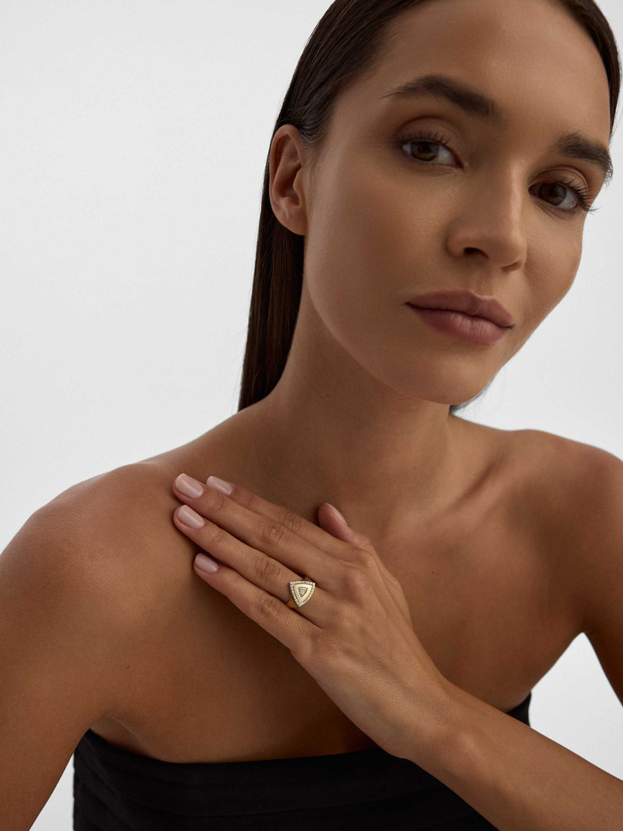 Trio Form Sparkling Ring in 14K Gold