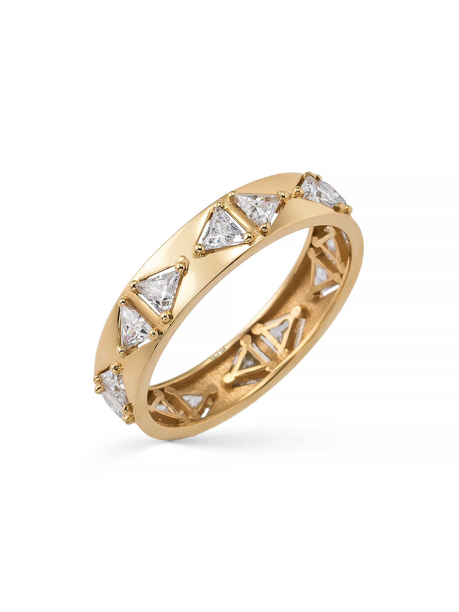Trio Cut Row Ring in 14K Gold