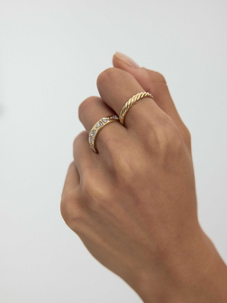 Trio Cut Row Ring in 14K Gold
