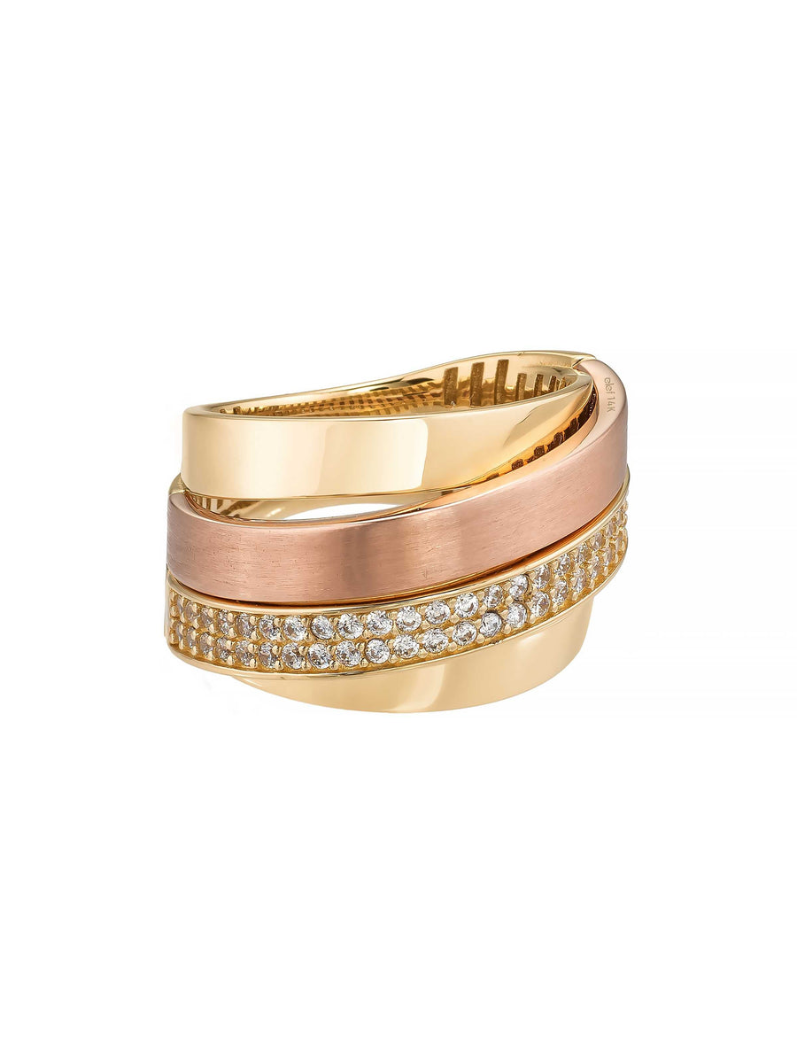 Trikolor Stone-Set Ring in 14K Gold
