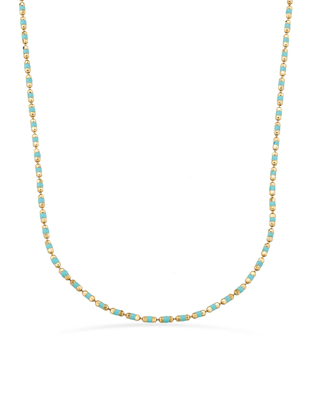 Turquoise Enamel Dorika Form Necklace in 14K Gold by Elef Jewelry