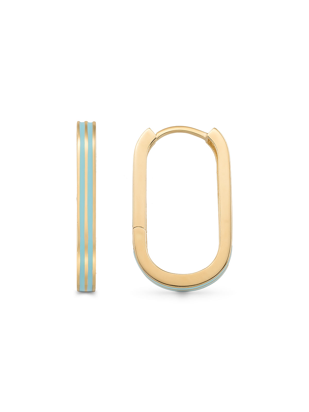 Turquoise Strip Oval Form Earrings in 14K Gold by Elef Jewelry