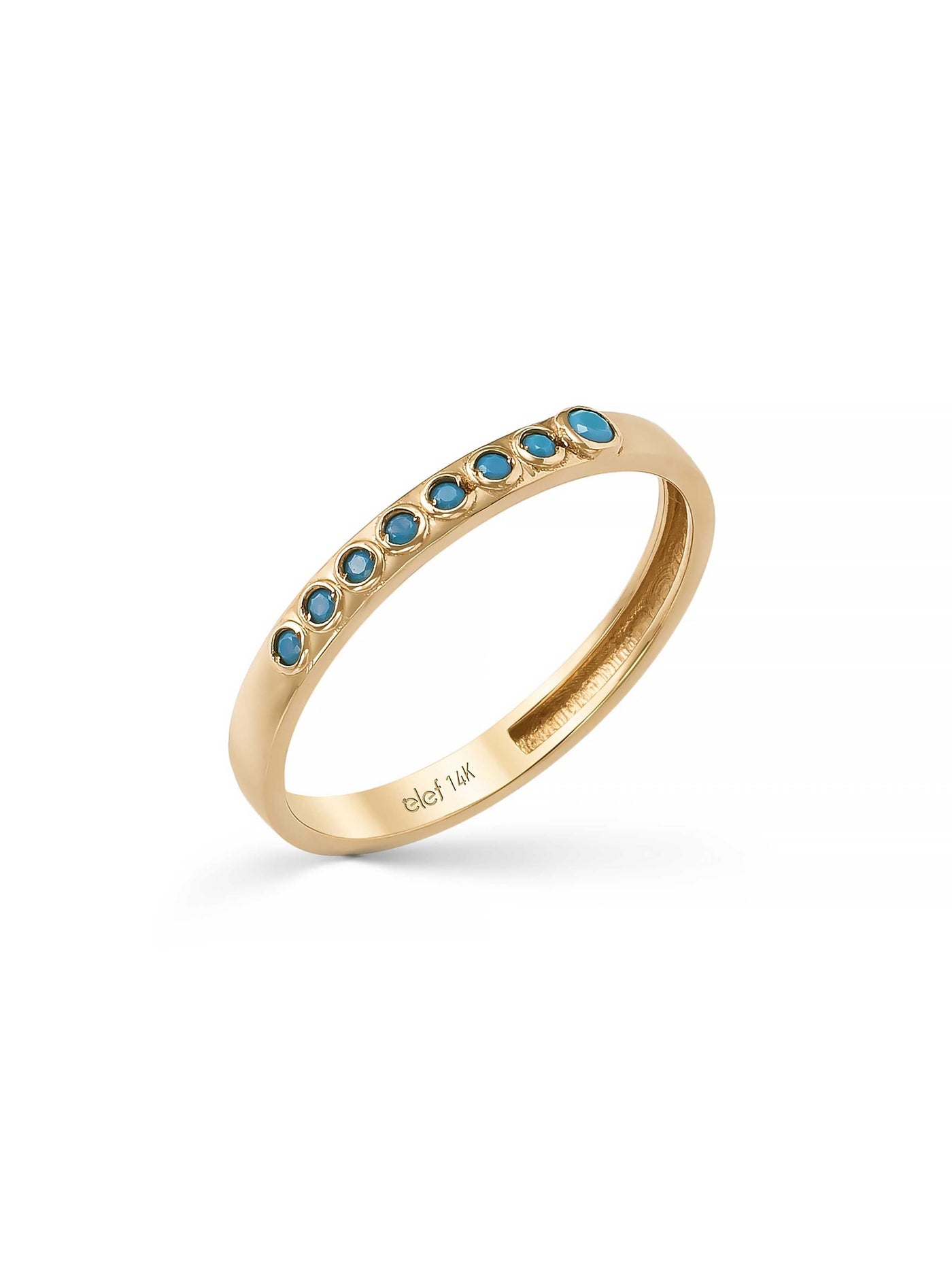 Turquoise Row Minimal Ring in 14K Gold by Elef Jewelry