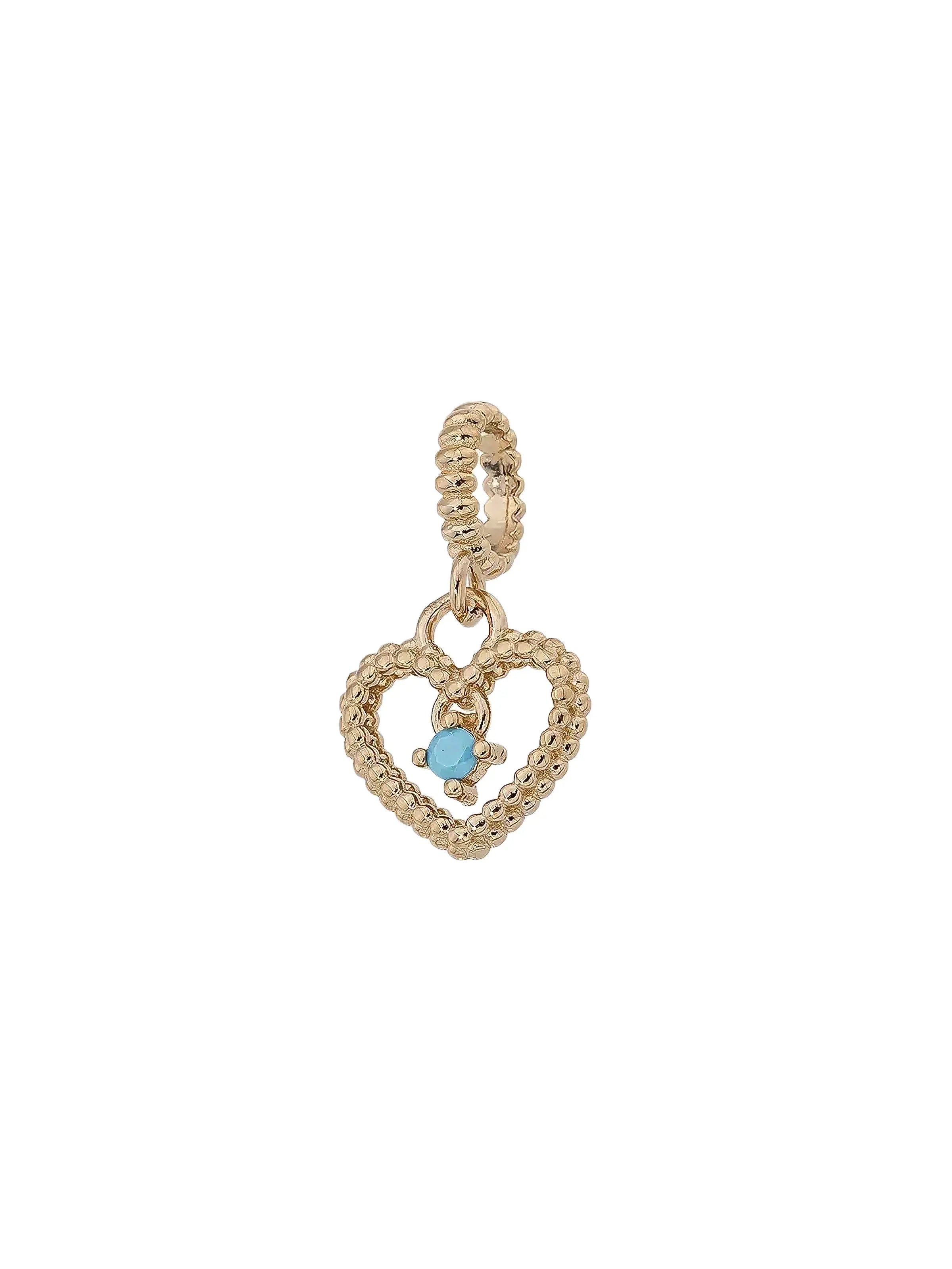 Turquoise Stone Heart Charm in 14K Gold by Elef Jewelry